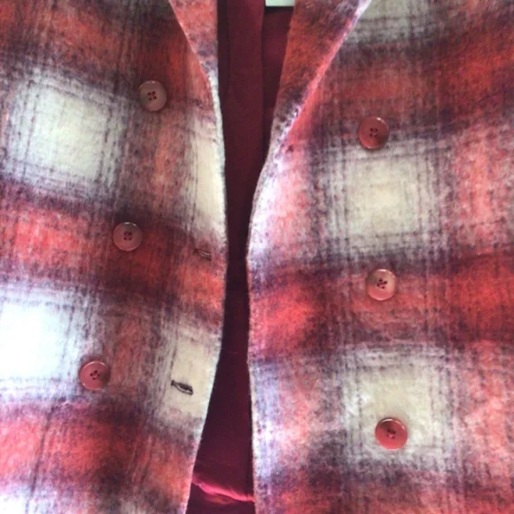 New! Rare Mink Pink plaid wool trench coat